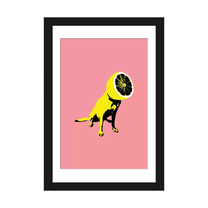 « citron » par ali gulec, impression sur toile tendue, H 24 po x l 16 po x P 1 po, Papier d'art encadré noir, Blanc