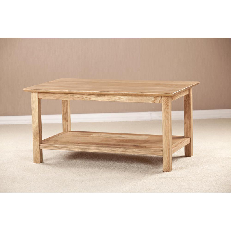Solid Wood Four Leg Coffee Table with Storage, 45 cm H x 92 cm L x 53 cm D