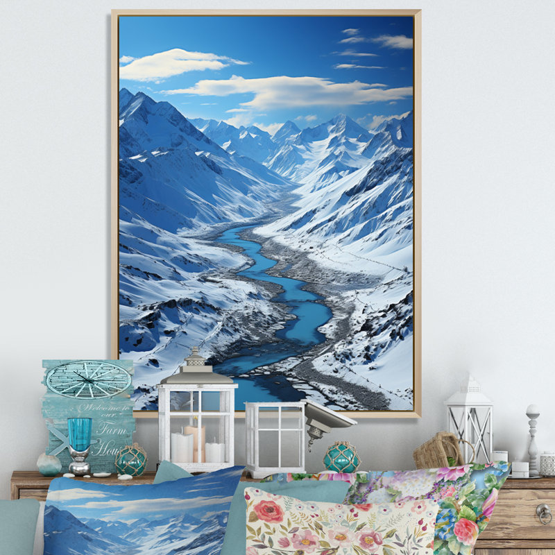 Burchinal Alaska Glacial Flow II - impression, H 32 po x l 16 po x P 1 po, Cadre naturel flottant