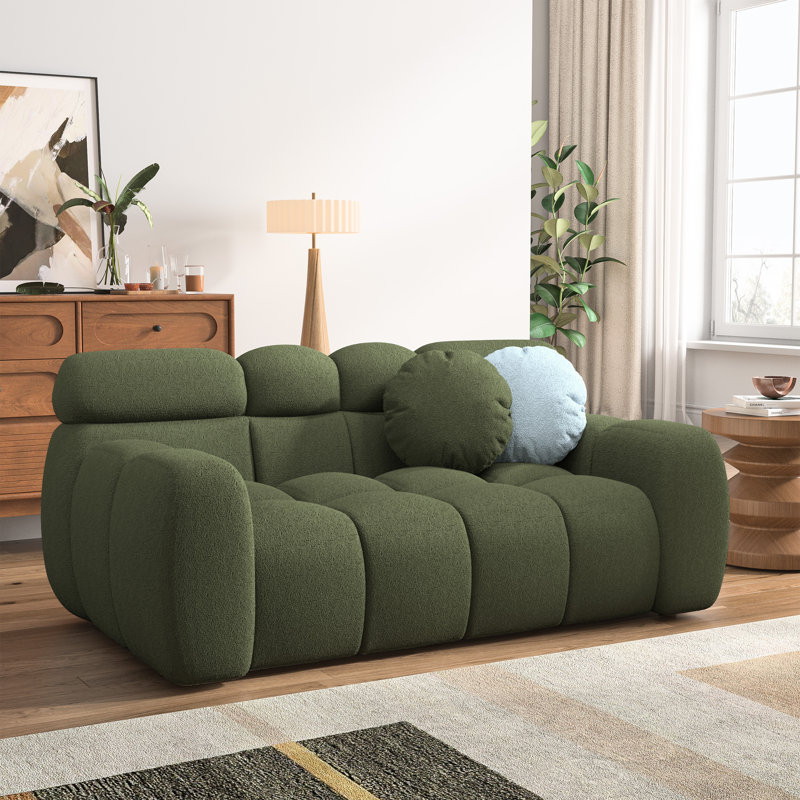 Damesha Upholstered Sofa, Black, 28" H x 65" W x 36" D