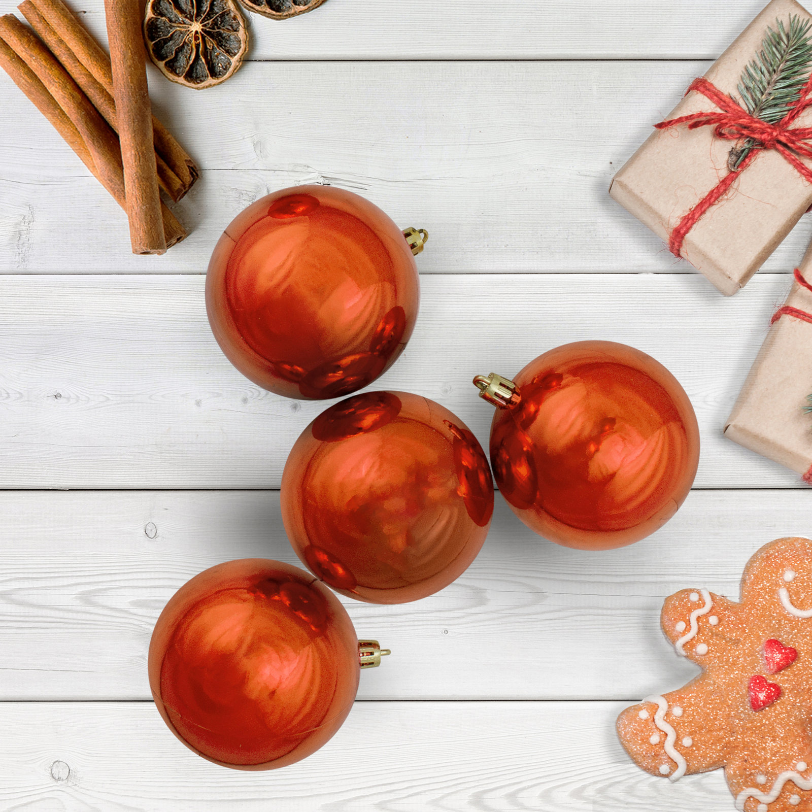 4" Shatterproof Bauble, Burnt Orange