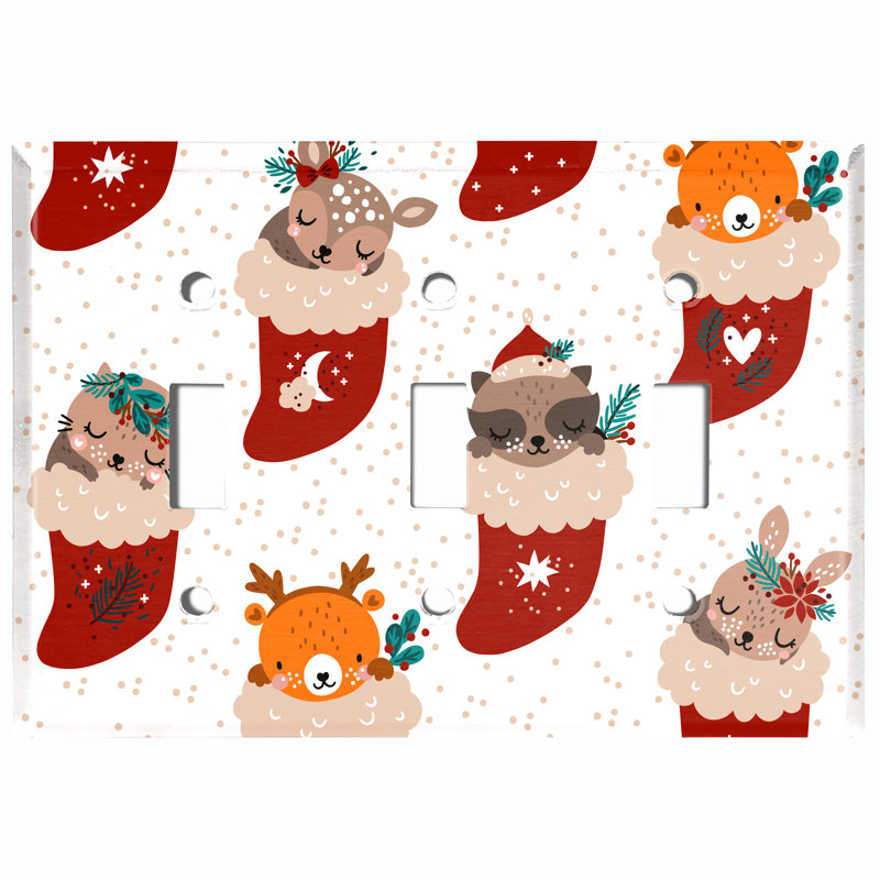 Plaque murale à bascule de Noël avec 3 animaux