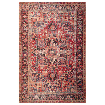 Larrick Machine Washable Heriz Boho Powerloomed Rug