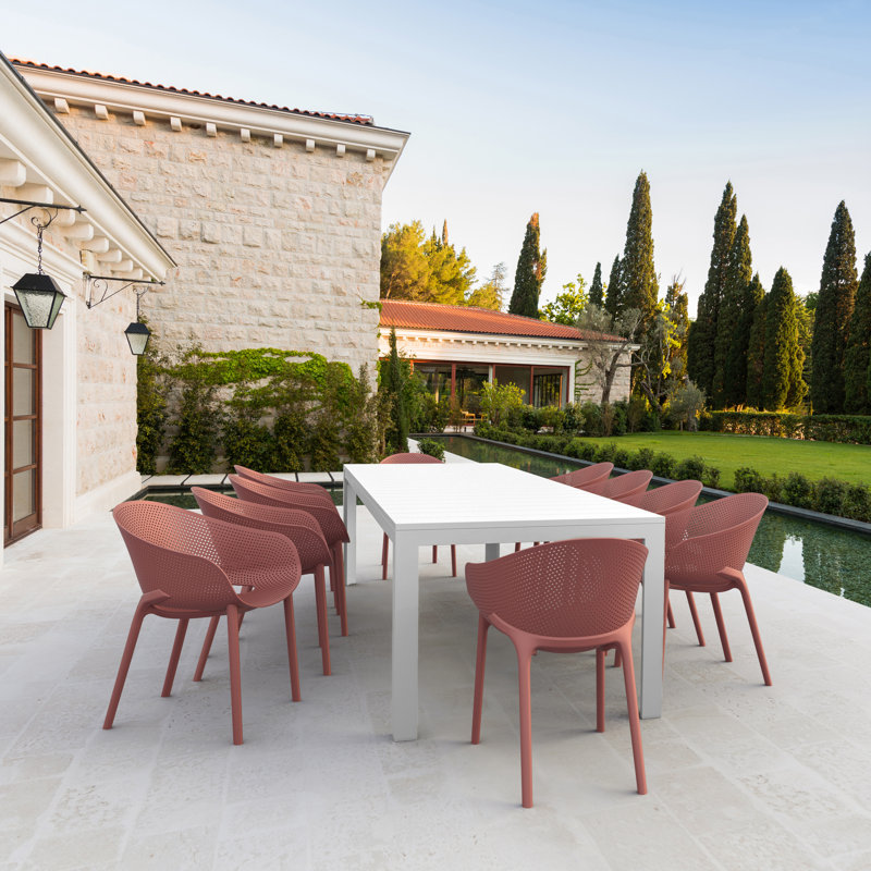 Farrah Stacking Patio Dining Armchair, Marsala