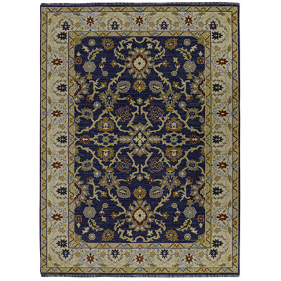 Tapis décoratif bleu marine et ivoire Eutizio