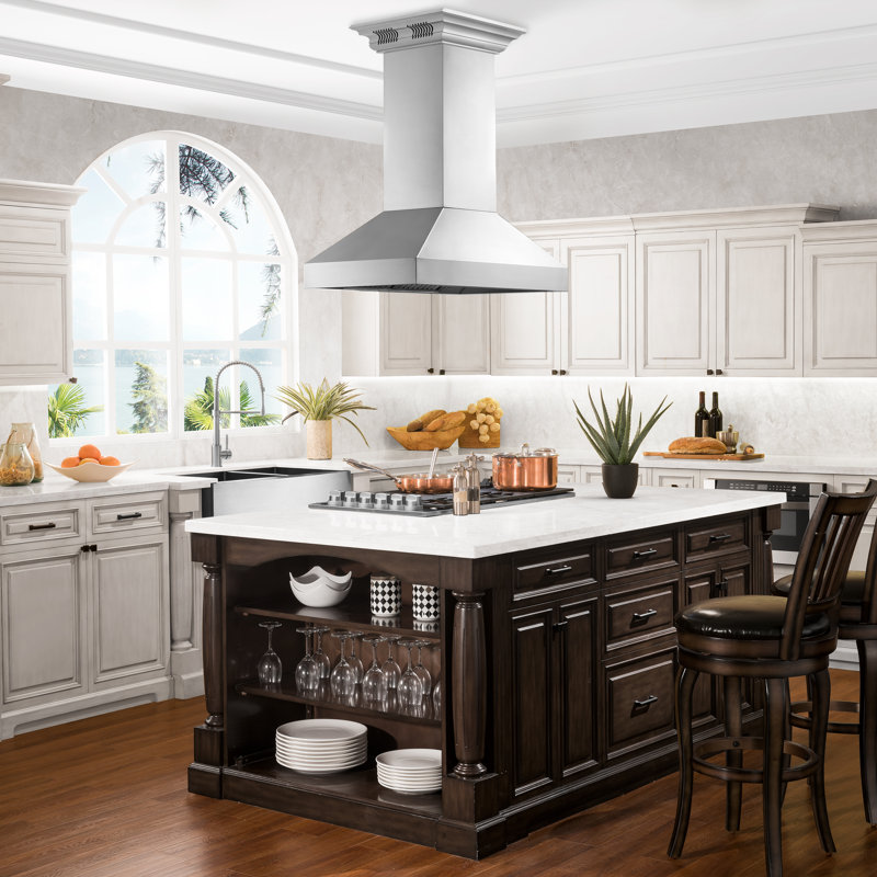 36" 400 CFM Ducted Island Range Hood in Stainless Steel