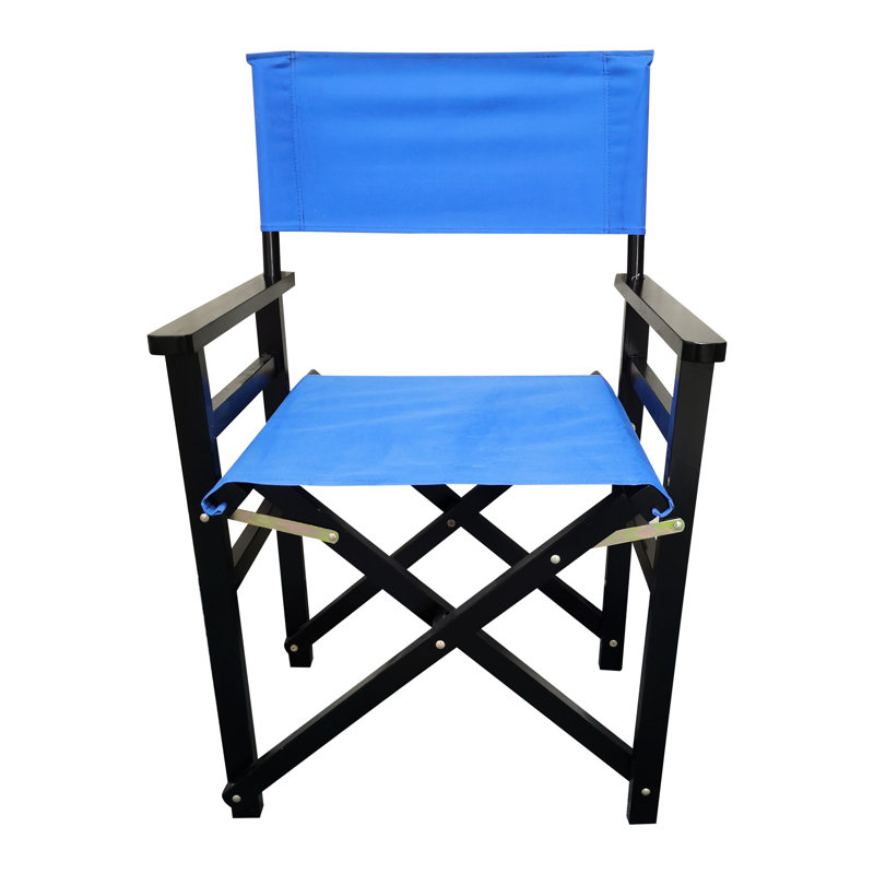 Ensemble de 2 chaises pliantes en bois - Chaise de réalisateur recouverte de toile bleue. Construction robuste. Prend en charge une charge importante. Facile à nettoyer et respirante. Pliable pour un transport et un rangement pratiques. Pour adultes. Profondeur : 58 cm, largeur : 51 cm.