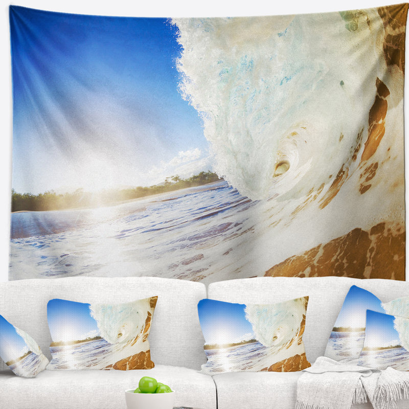 Tapisserie de plage sandy océan crashing ondulations, H 68 po x l 80 po