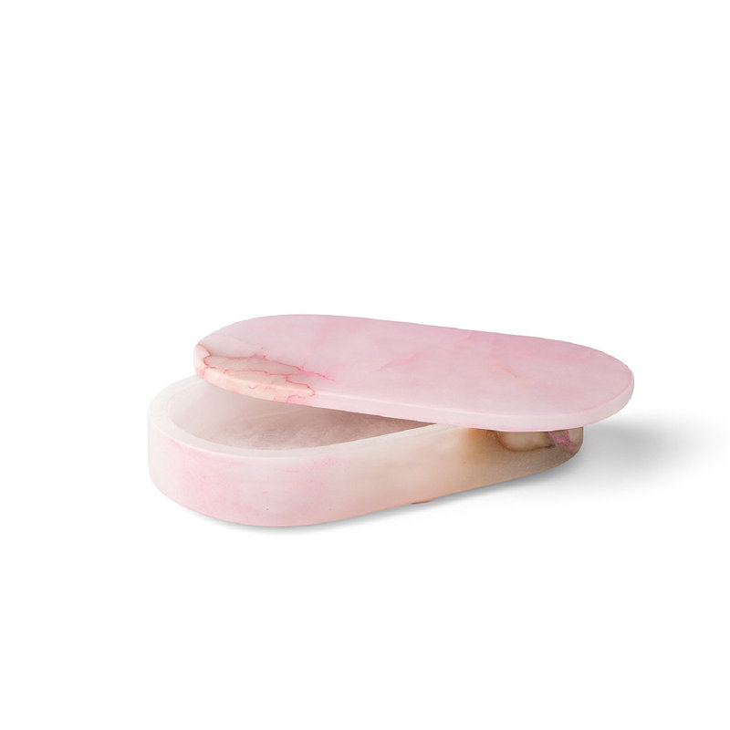 Boîte de présentation ovale rose albâtre, H 1,75 po x l 10 po x P 5,5 po