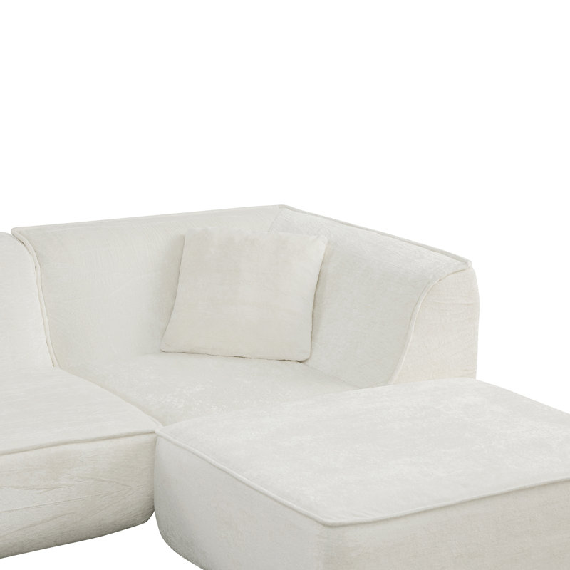 Canapé modulaire de 107,9 po avec assemblage nul et compact, peu encombrant, léger et facile à déplacer., Crème