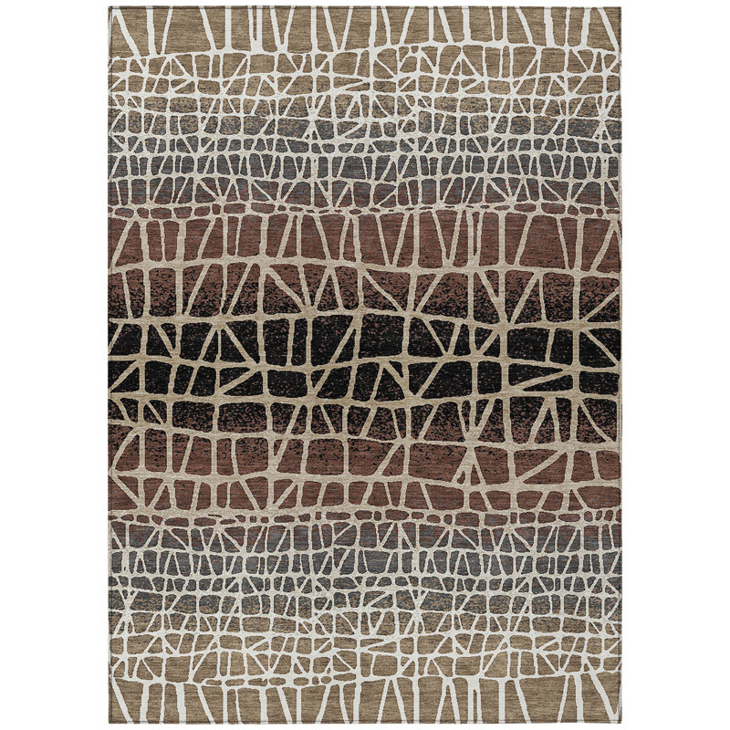 Machine Washable Indoor/Outdoor Raemoore ACN2404 Geometric Rug, Rectangle 10' x 14'
