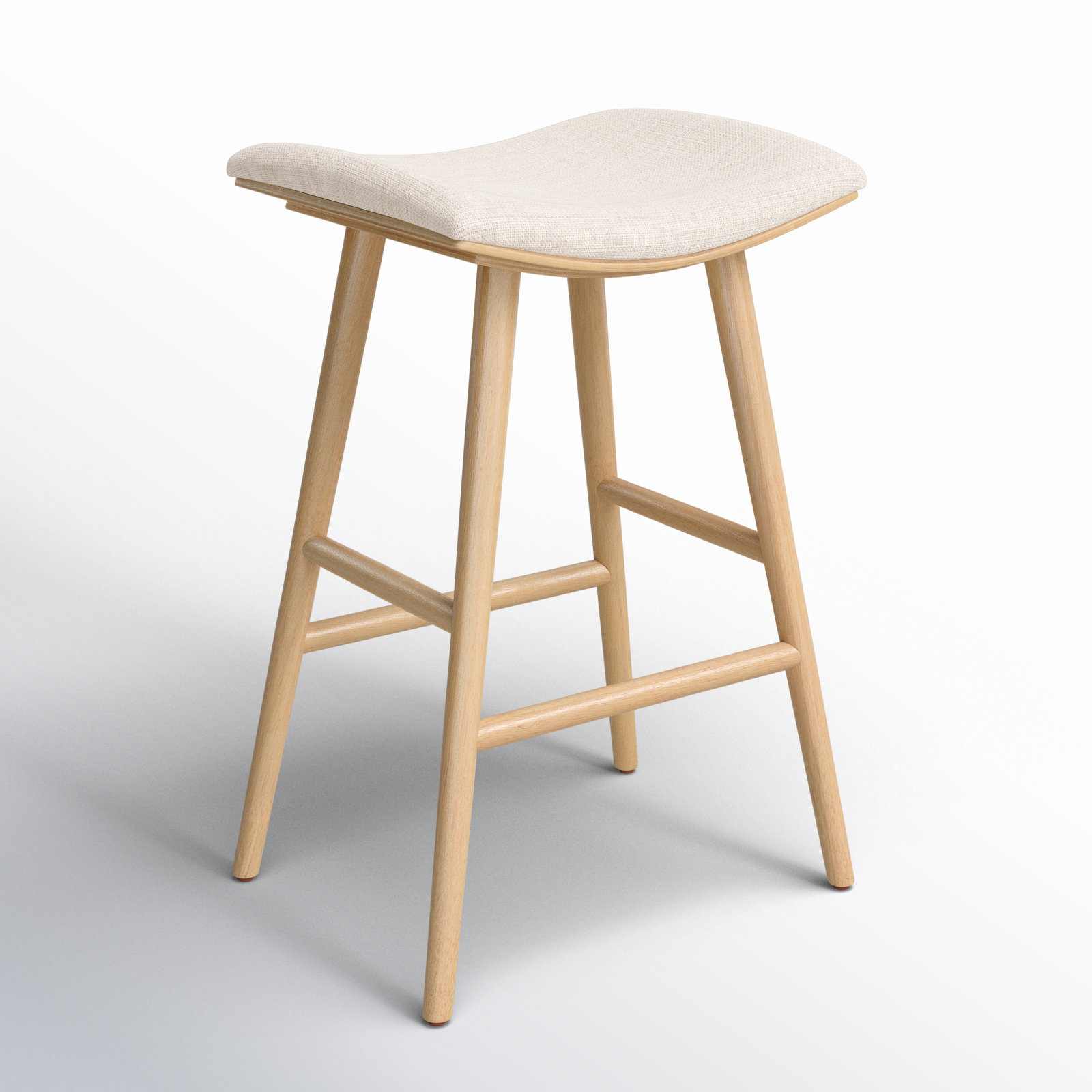 Schaeffer Solid Wood Stool, Counter Stool (26" Seat Height), Rayon/Viscose - Essence Natural/Light Parawood
