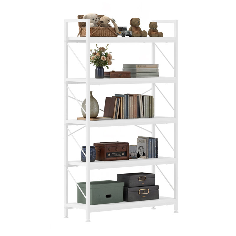 158 H X 80 W Corner Shelf Unit，Metal Ladder Shelving Unit, White