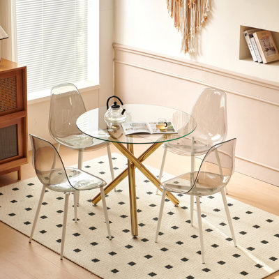 Ensemble de salle à manger 5 pièces, table de salle à manger avec pieds en métal et table basse