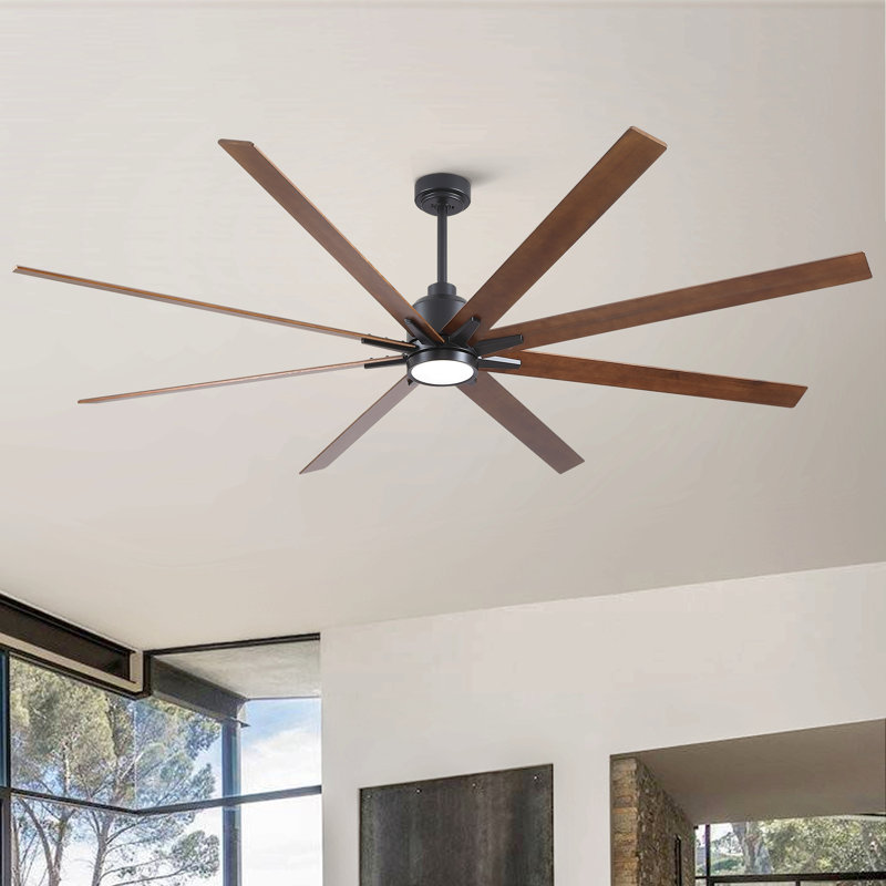 84" Lowe Profile Ceiling Fan With Light, Black, Brown