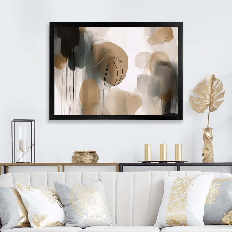 Peinture de formes abstraites II - Peinture abstraite, art mural, Cadre simple noir, H 16 po x l 32 po x P 1 po