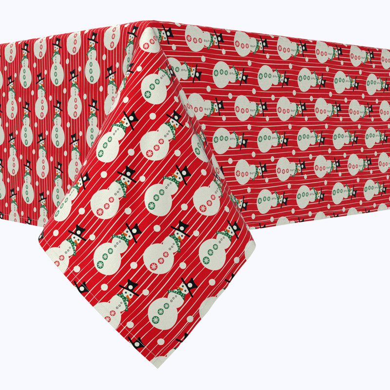  Square Tablecloth, 100% Cotton, Snowman Stripe