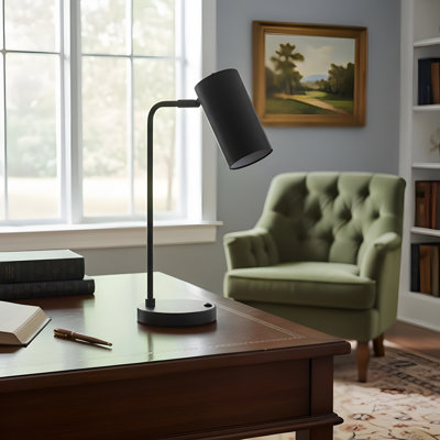 Lighting, 18"h, Table Lamp, Usb Port Included, Grey Metal, Grey Shade, Modern