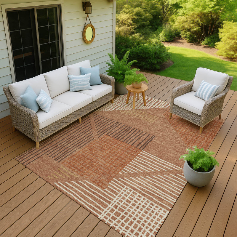 Tapis ACN2270 à rayures intérieur / extérieur lavable à la machine, Rectangle 10 pi x 14 pi
