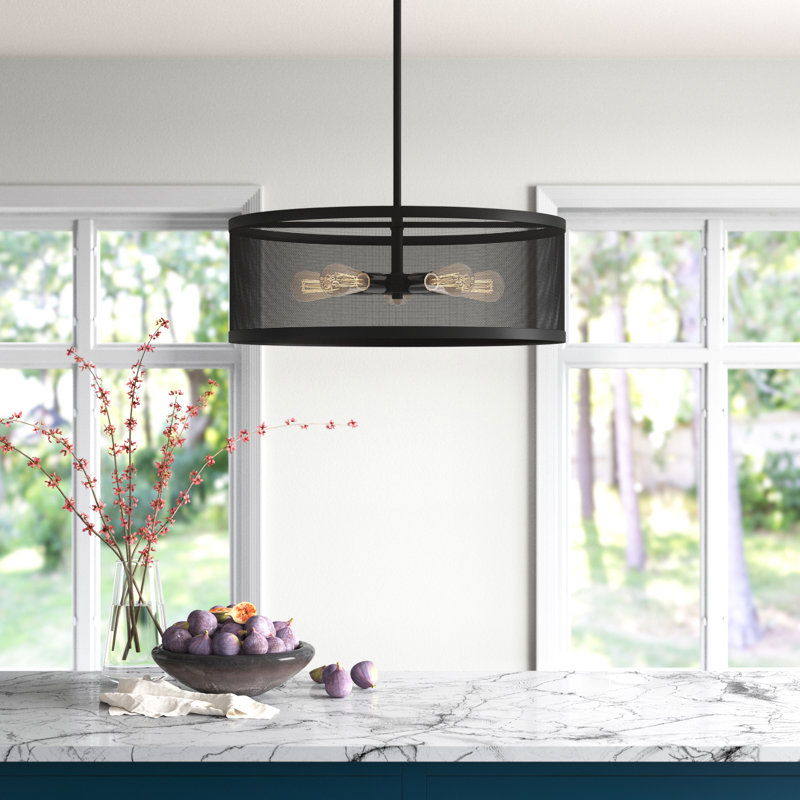 Emilia 5 - Light Dimmable Drum Chandelier, Black