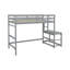 Lit mezzanine simple de taille simple avec plateforme pour échelle, échelles, garde-corps, gris