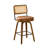 Swivel Upholstered Rattan Back Counter Stool With Walnut Finish Wood Frame-1634067569-1634067535