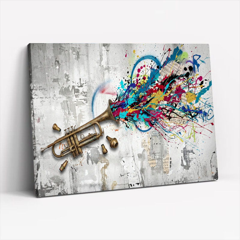 Trompette Splash, reproduction d'art sur toile, ensemble de 1, 18"H x 24"W, Wrapped Canvas