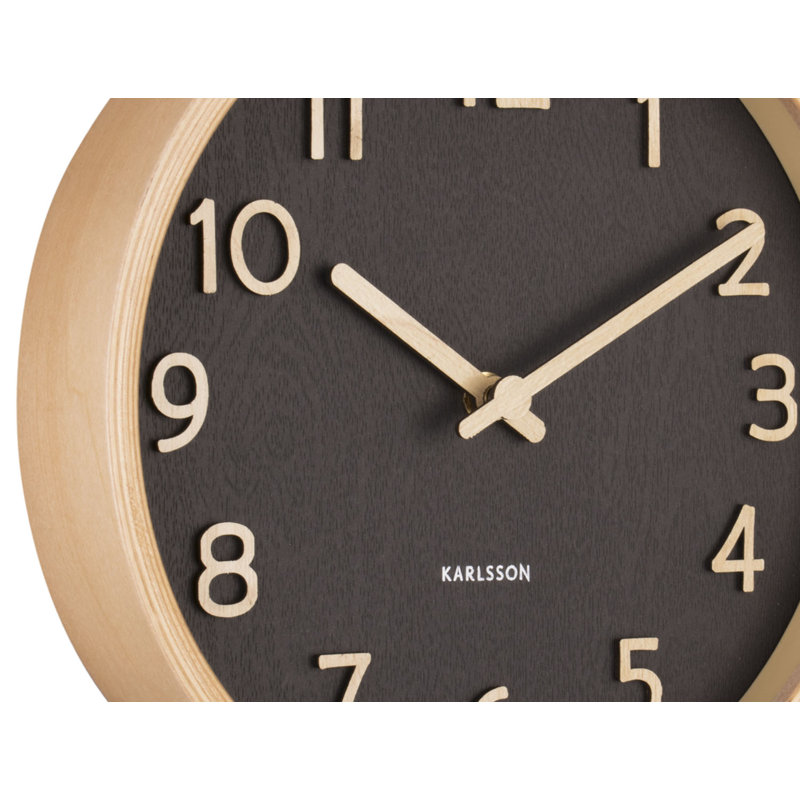 Manufactured Wood Wall Clock, Black, 40cm H x 40cm W x 4.5cm D