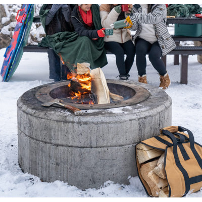 Large Firewood Carrier, Heavy Duty Waxed Canvas Log Carrier Holder for Fireplace, Carrying Wood Indoor & Outdoor, (Tan)