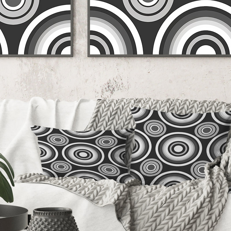 Coussin lombaire Mid-Century gris anthracite