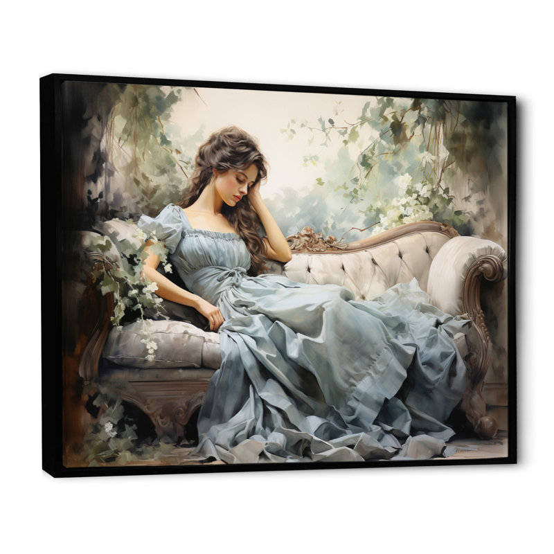 Besime Fashion 1850S Suffused Portrait - Print, H 34 po x l 44 po x P 1,5 po, Cadre flottant noir
