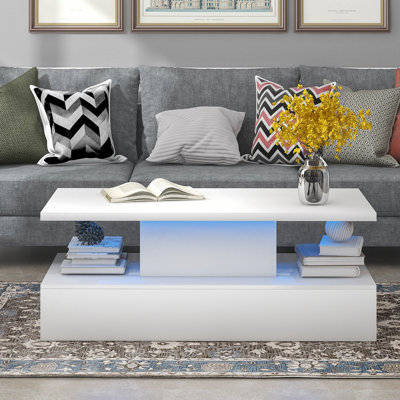 Table basse Selenne, table basse, table de salon avec éclairage à DEL, 16 couleurs et télécommande