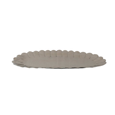 Scalloped Oval Iron Tray in Nickel Finish