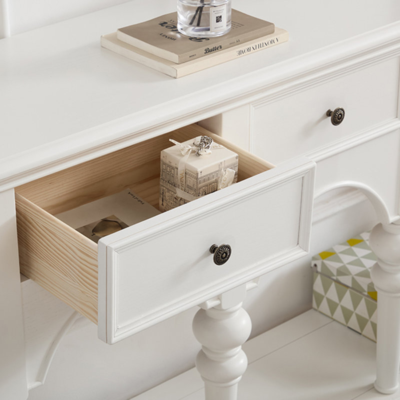 Console simple de luxe de style français, H 36,2 po x l 47,2 po x P 15 po, Blanc