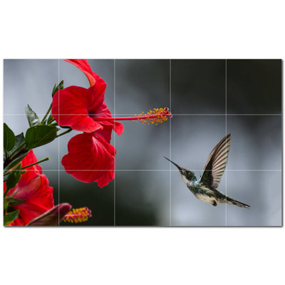 Murale en céramique satinée Bird Photo 4,25 po x 4,25 po