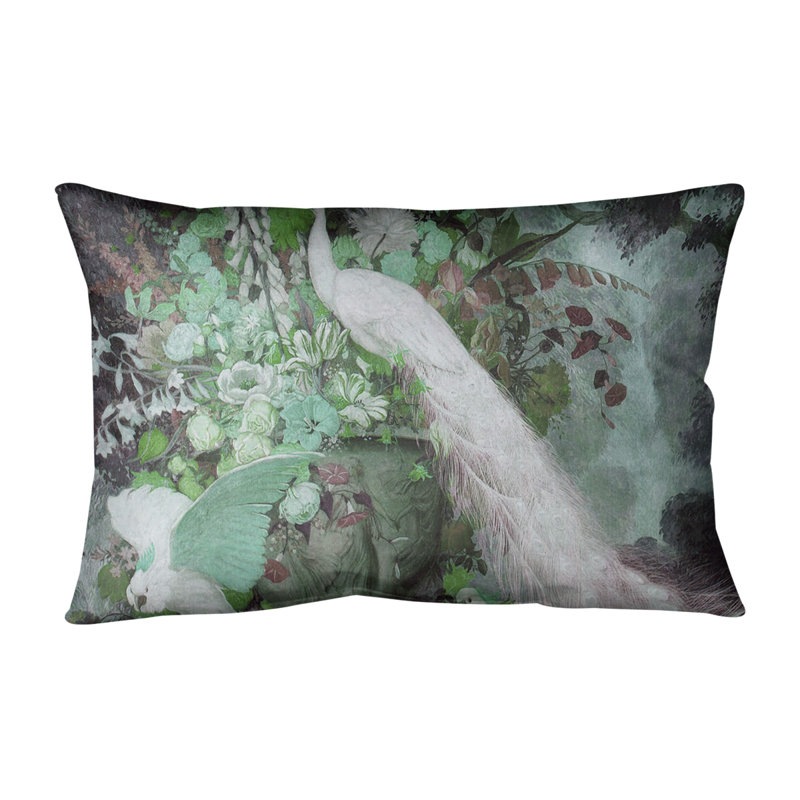 Coussin peacock, Bourre en polyester, 20 po x 14 po, Vert