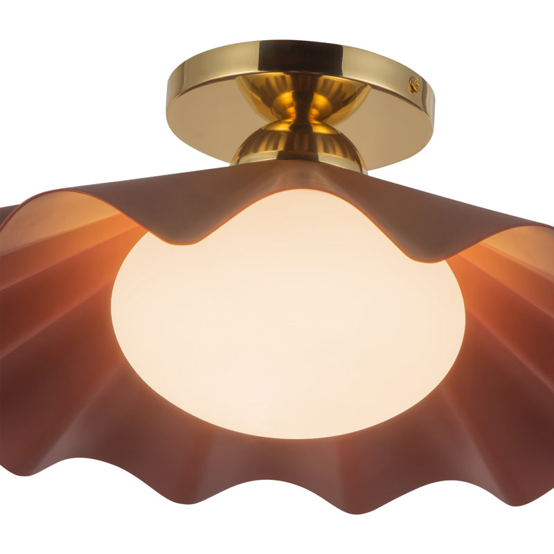 Furrow 16-in Red Semi-Flush Mount, 16-in, Red