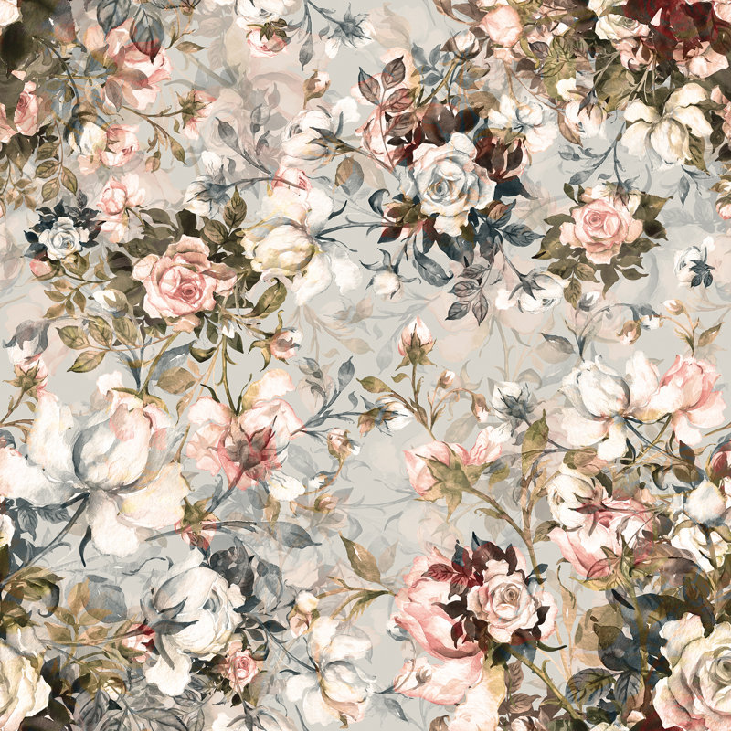 Murale l 9 pi x l 108 po bouquet de roses Haslemere