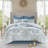 Premium Cotton Bedding Set, Blue Floral Pattern, Shabby Chic Style