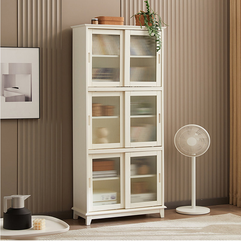 Bibliothèque simple en bois, (6 tablettes) H 76,38 po x l 32,28 po x P 13,39 po, Crème, crème