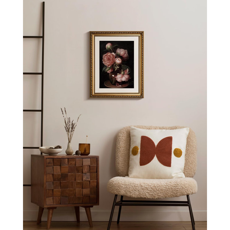 Gold Picture Framed Wall Art, Living Room Bathroom Vintage Peonies Botanical Pictures Wall Decor, Floral Canvas Print Art, Home Farmhouse Decor, Antique Paintings with Frames 13x16inch