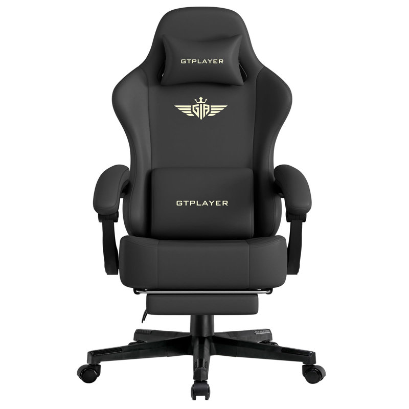 Metro Lane Adjustable Reclining Ergonomic Faux Leather Swiveling PC & Racing Game Chair, Black-Faux Leather