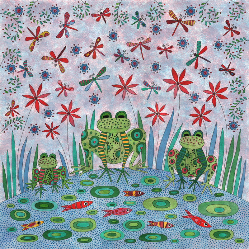 Frog Pond by Kim Conway - Wrapped Canvas Painting, 30cm H x 30cm W x 3.8cm D