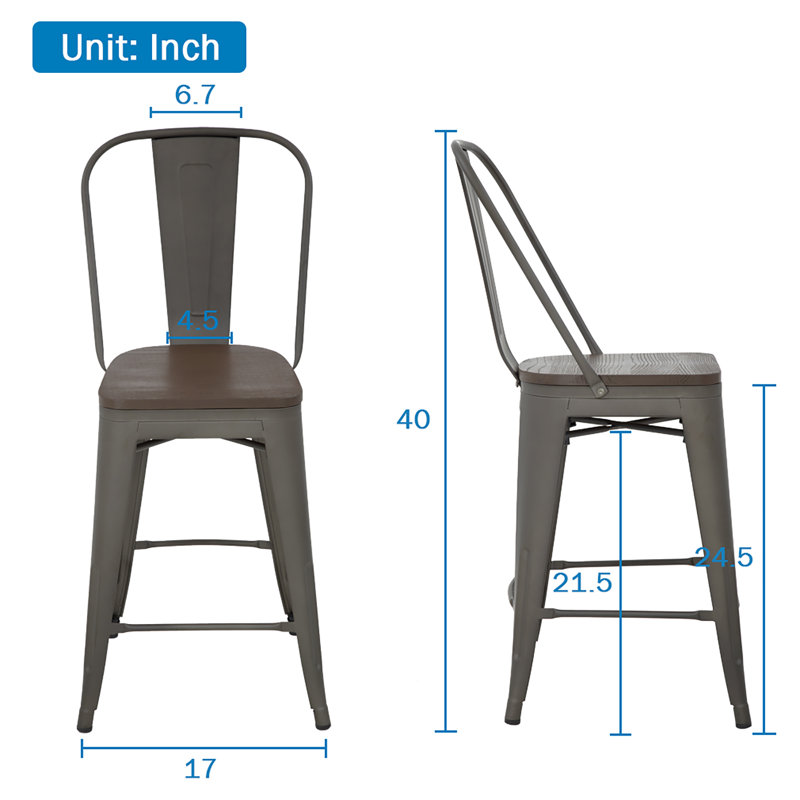 Makhzane Counter Stool with Metal Frame, Bronze