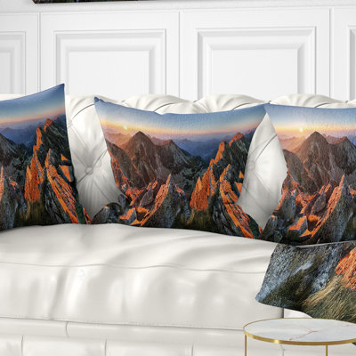 Majestic Sunset in Fall Mountains - Landscape Printed Pillow