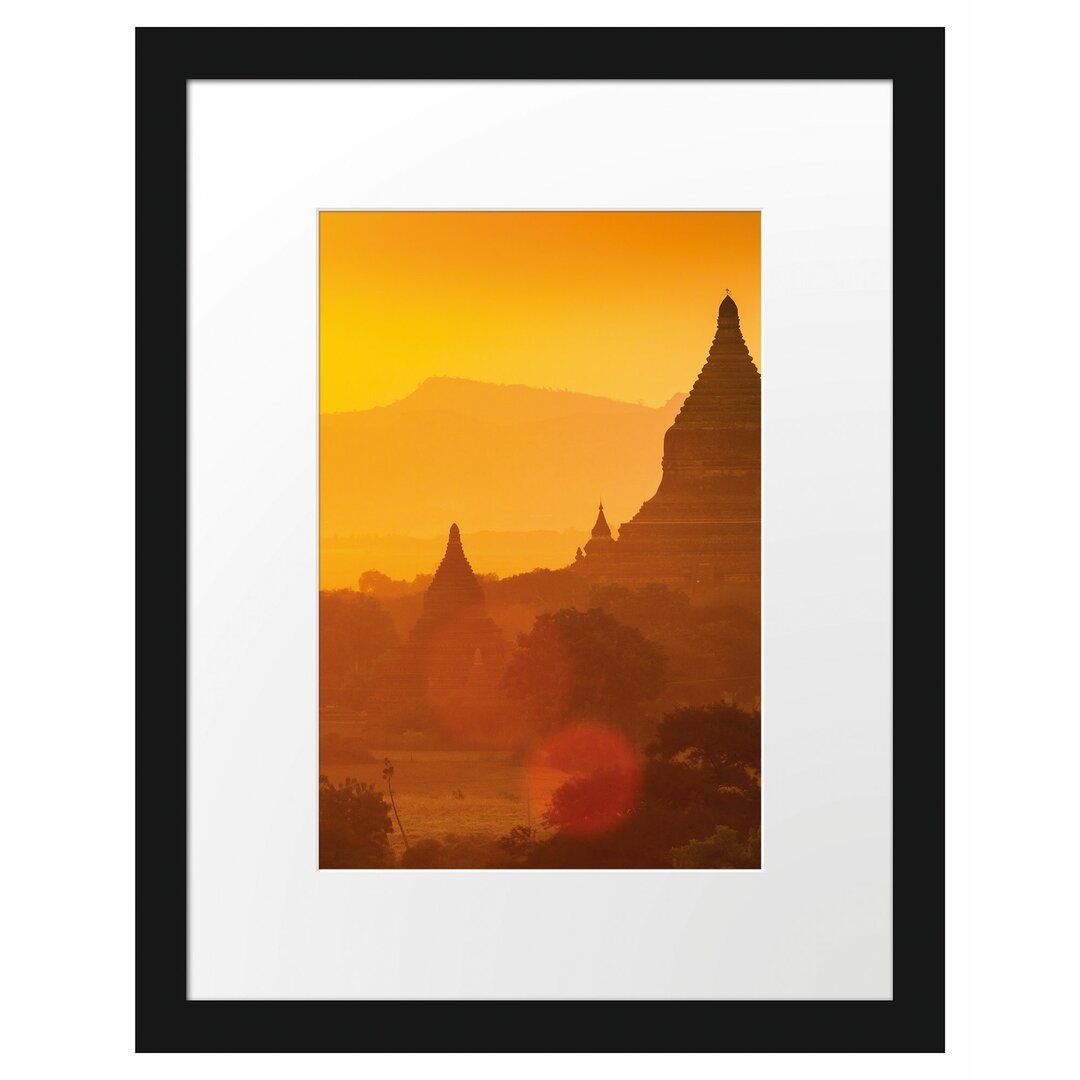 Gerahmtes Poster Buddha Tempel im Sonnenuntergang