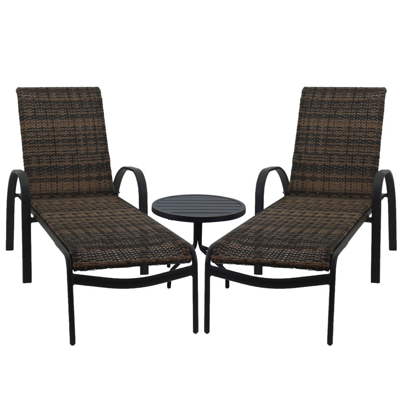 Chaise longue simple 81,69 po, Brun, Brun
