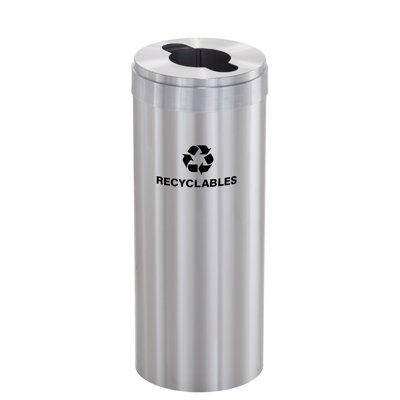 Glaro RecyclePro Value Recycling Receptacle for Mixed Recycling - 15 gal - All Satin Aluminum finish