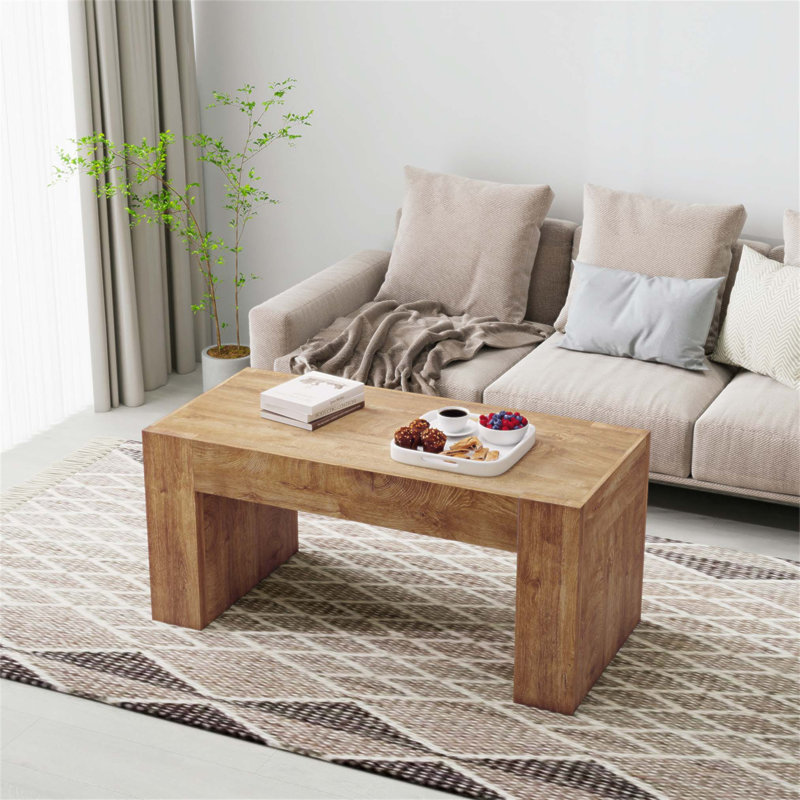 Table basse de 48 pouces avec rangement caché, table centrale épaisse en bois pour le salon et le bureau