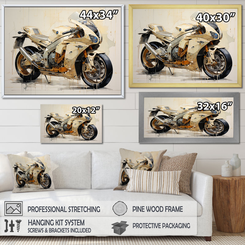 Minimalisme à moto I sur toile, H 30 po x l 40 po x P 1,5 po, Cadre simple noir